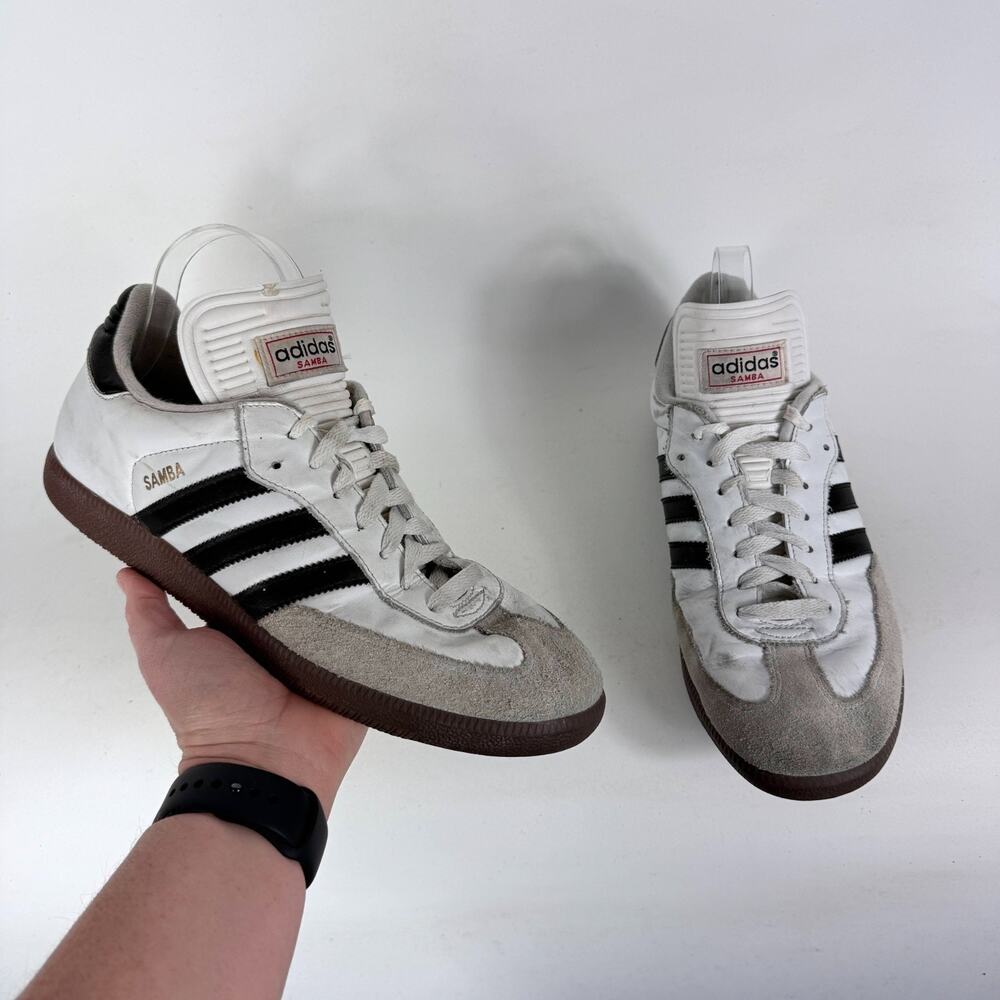 Adidas Samba Classic Athletic Sneakers Men's 10 White Lace-Up Low Top Shoes
